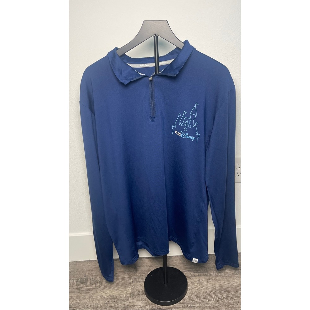 runDisney XL Men Navy Blue Quarter‎ Zip Long Sleeve Shirt